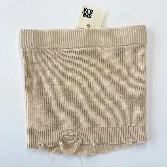 SER.O.YA Retrofête Alora Ribbed Knit Mini Skirt Cappuccino XS NWT - Picture 8 of 11